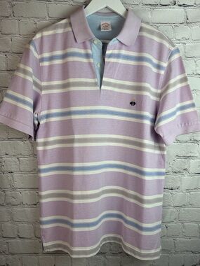 BROOKS BROTHERS Men's Lavender Striped Performance Polo Shirt M